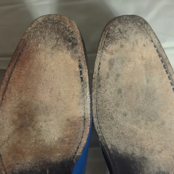 Jimmy Choo Men's Handmade Leather Penn Cap Blue Derby Shoes Size 12 US