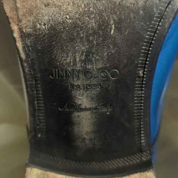 Jimmy Choo Men's Handmade Leather Penn Cap Blue Derby Shoes Size 12 US