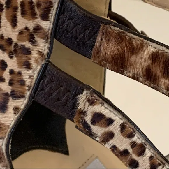 Jimmy Choo Pony Hair Cheetah Print Strappy Heels Size 39.5 / 9.5 US