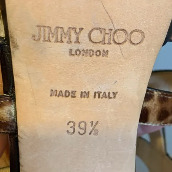 Jimmy Choo Pony Hair Cheetah Print Strappy Heels Size 39.5 / 9.5 US