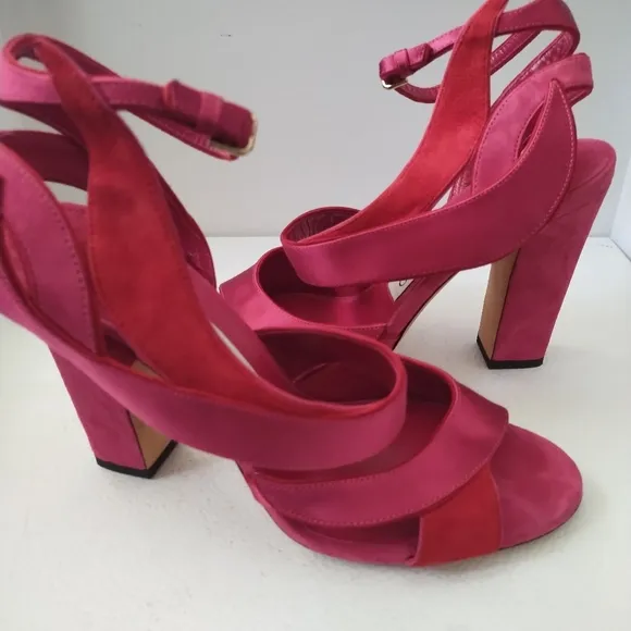 JIMMY CHOO SUEDE AND SATIN SANDALS
