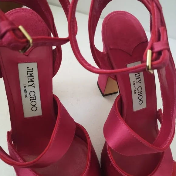 JIMMY CHOO SUEDE AND SATIN SANDALS