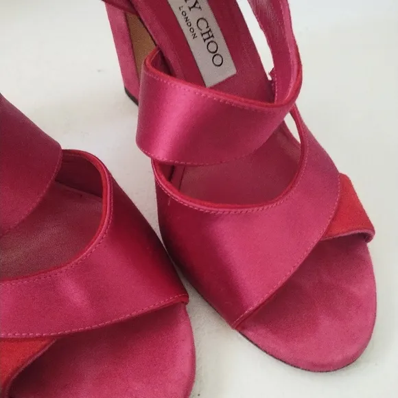 JIMMY CHOO SUEDE AND SATIN SANDALS