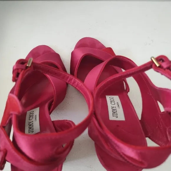 JIMMY CHOO SUEDE AND SATIN SANDALS