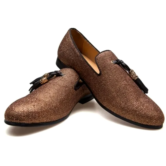 JITAI Performer's Dress /Party Shoes Loafers Tassels Metallic Copper Men's 11.5