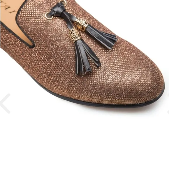 JITAI Performer's Dress /Party Shoes Loafers Tassels Metallic Copper Men's 11.5
