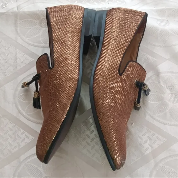 JITAI Performer's Dress /Party Shoes Loafers Tassels Metallic Copper Men's 11.5