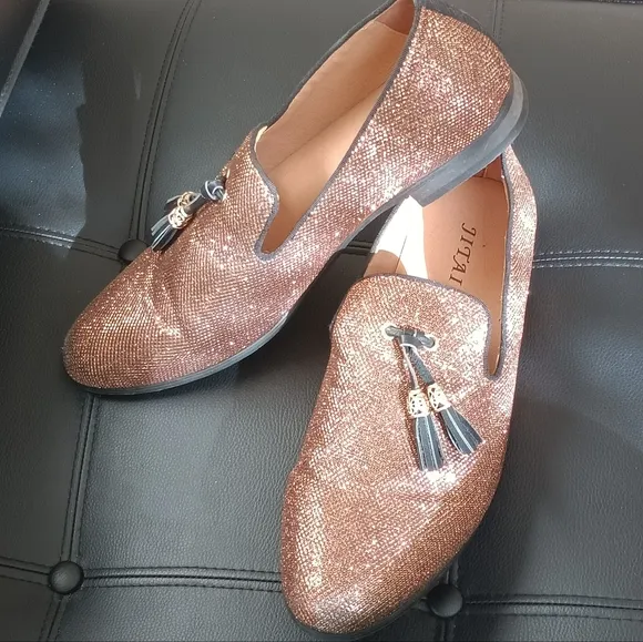 JITAI Performer's Dress /Party Shoes Loafers Tassels Metallic Copper Men's 11.5