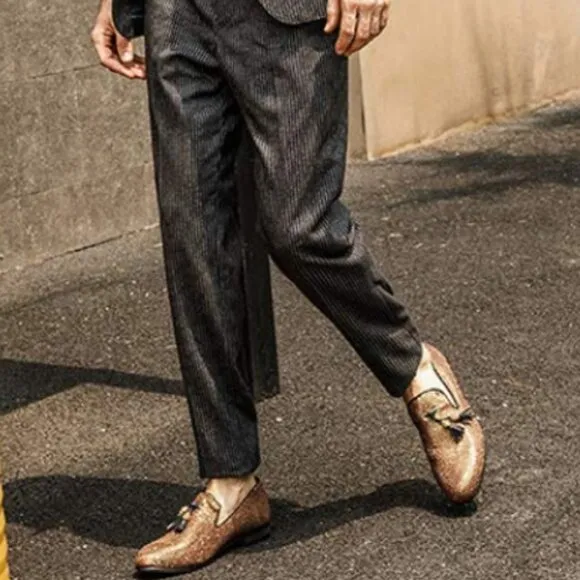 JITAI Performer's Dress /Party Shoes Loafers Tassels Metallic Copper Men's 11.5