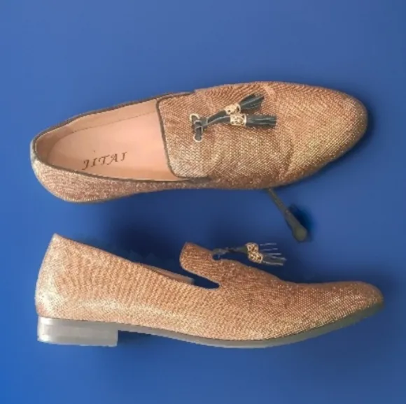 JITAI Performer's Dress /Party Shoes Loafers Tassels Metallic Copper Men's 11.5