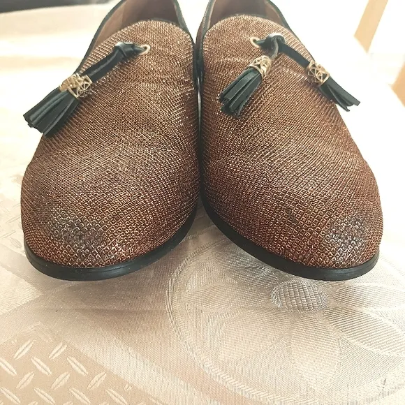 JITAI Performer's Dress /Party Shoes Loafers Tassels Metallic Copper Men's 11.5