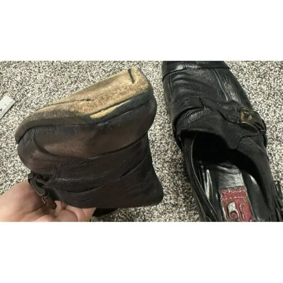 JOGhost Mens Black Leather Shoes With Buckles * Read*