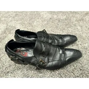 JOGhost Mens Black Leather Shoes With Buckles * Read*