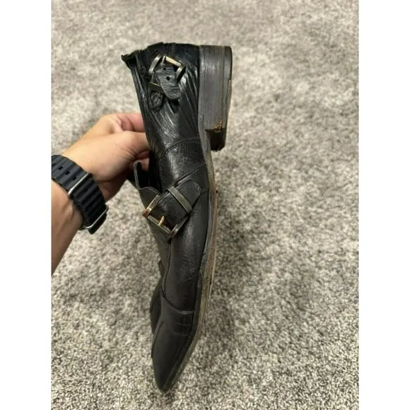 JOGhost Mens Black Leather Shoes With Buckles * Read*