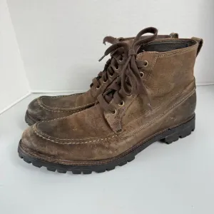 John Varvatos Brown Leather Boots Lace Up Moc Toe Shoes F1489L3B Men's 11.5 M