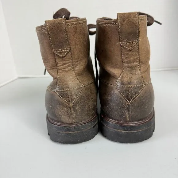 John Varvatos Brown Leather Boots Lace Up Moc Toe Shoes F1489L3B Men's 11.5 M