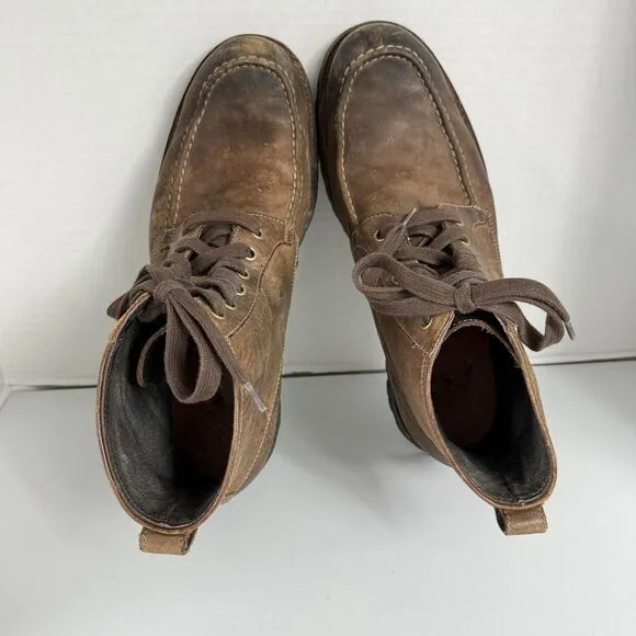 John Varvatos Brown Leather Boots Lace Up Moc Toe Shoes F1489L3B Men's 11.5 M