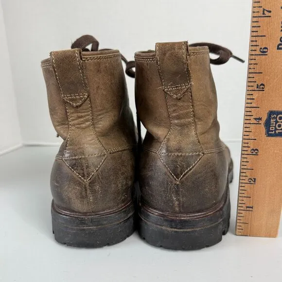 John Varvatos Brown Leather Boots Lace Up Moc Toe Shoes F1489L3B Men's 11.5 M