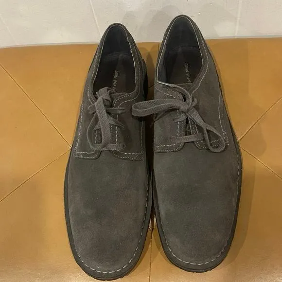 John Varvatos Lace-Up Oxford Shoes Mens Size 12M Gray Suede Leather Plain Toe