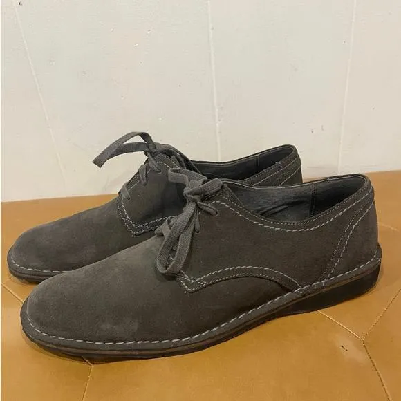 John Varvatos Lace-Up Oxford Shoes Mens Size 12M Gray Suede Leather Plain Toe