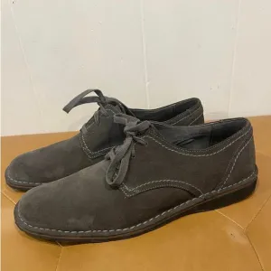John Varvatos Lace-Up Oxford Shoes Mens Size 12M Gray Suede Leather Plain Toe