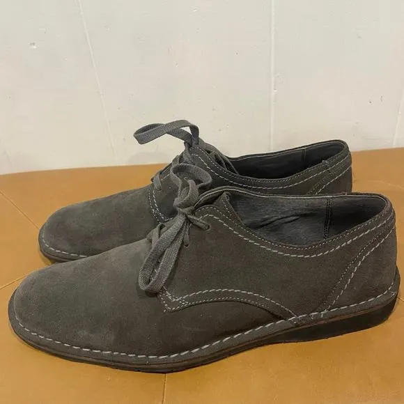 John Varvatos Lace-Up Oxford Shoes Mens Size 12M Gray Suede Leather Plain Toe