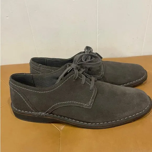 John Varvatos Lace-Up Oxford Shoes Mens Size 12M Gray Suede Leather Plain Toe