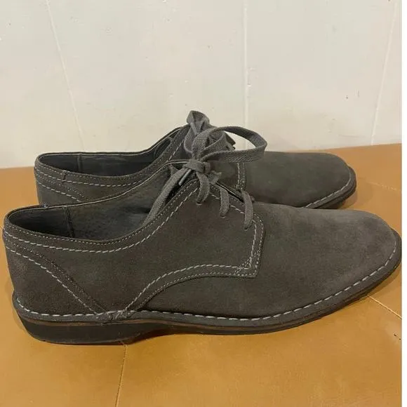 John Varvatos Lace-Up Oxford Shoes Mens Size 12M Gray Suede Leather Plain Toe