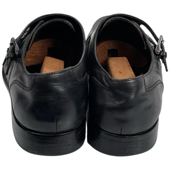 John Varvatos Luxe Black Leather Double Monk Strap Dress Shoes Men’s Size 11.5M