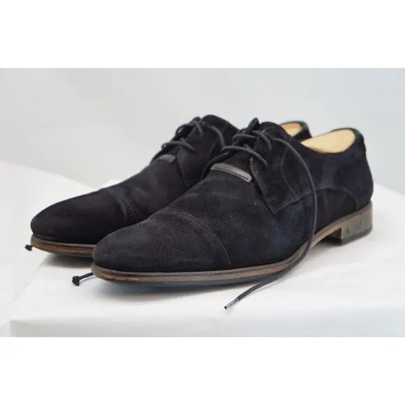 John Varvatos USA Black Suede Leather Oxford Dress Shoes - Men's 10.5M