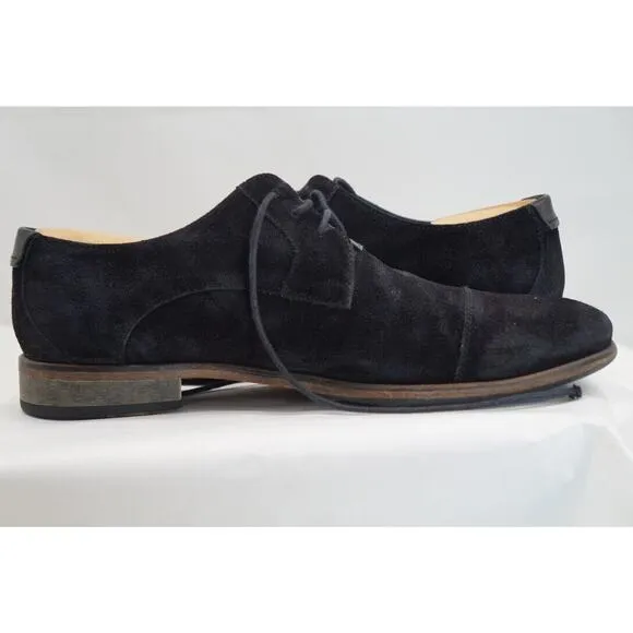 John Varvatos USA Black Suede Leather Oxford Dress Shoes - Men's 10.5M