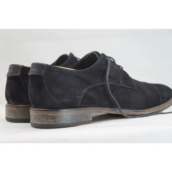 John Varvatos USA Black Suede Leather Oxford Dress Shoes - Men's 10.5M