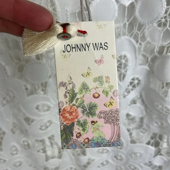 JOHNNY WAS LACE FLORAL WHITE EYELET LISETTA MINI DRESS SIZE SMALL NWT