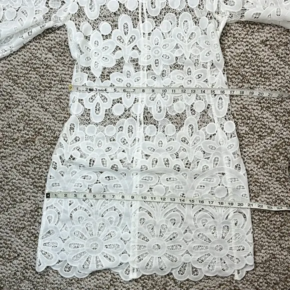 JOHNNY WAS LACE FLORAL WHITE EYELET LISETTA MINI DRESS SIZE SMALL NWT