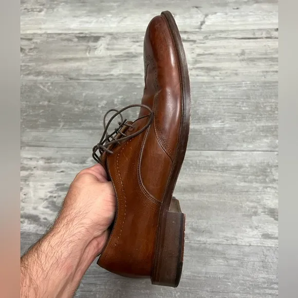 Johnston &amp; Murphy Burnished Walnut Tan Wingtip Derbys 12 M