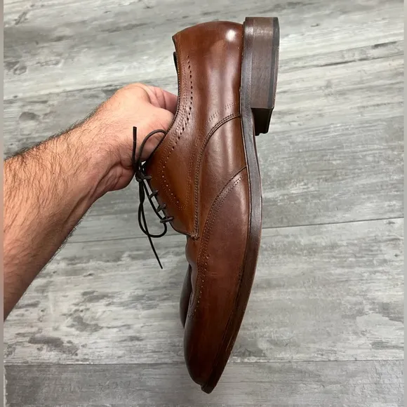 Johnston &amp; Murphy Burnished Walnut Tan Wingtip Derbys 12 M