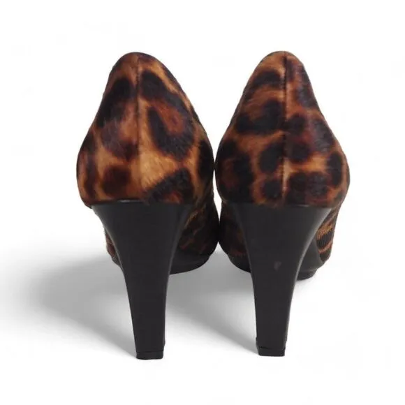 Johnston &amp; Murphy Calf Hair Leopard Print Pumps 78-30514 Women's 10M