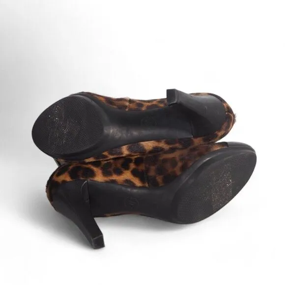 Johnston &amp; Murphy Calf Hair Leopard Print Pumps 78-30514 Women's 10M