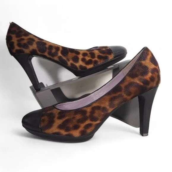Johnston &amp; Murphy Calf Hair Leopard Print Pumps 78-30514 Women's 10M