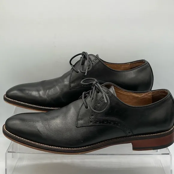 Johnston &amp; Murphy Conard Lace Up Plain Toe Shoes Men's 11M Black Leather