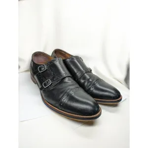 Johnston &amp; Murphy Dress Shoes Mens 10.5M Black Leather Conard Double Monk Strap
