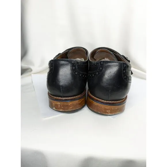 Johnston &amp; Murphy Dress Shoes Mens 10.5M Black Leather Conard Double Monk Strap