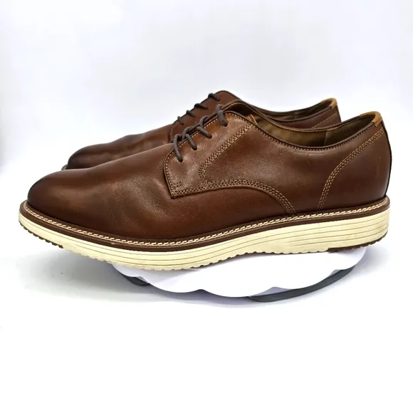 Johnston &amp; Murphy Shoes Men 14M Upton Plain Toe Derby Tan Full Grain Tn
