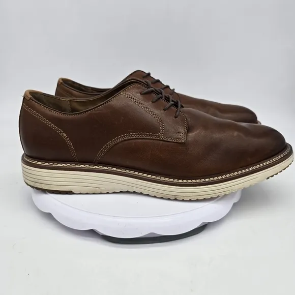 Johnston &amp; Murphy Shoes Men 14M Upton Plain Toe Derby Tan Full Grain Tn