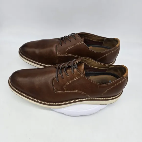 Johnston &amp; Murphy Shoes Men 14M Upton Plain Toe Derby Tan Full Grain Tn