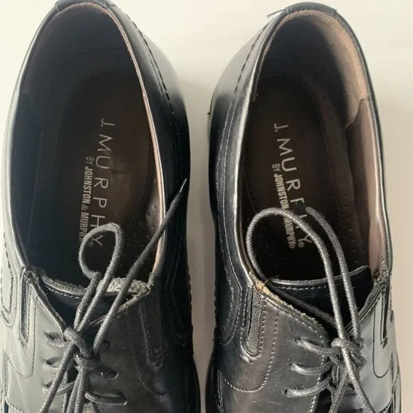 Johnston &amp; Murphy Shuler Oxford Black‎ Leather Dress Shoes Men's Sz 10.5 Lace-up