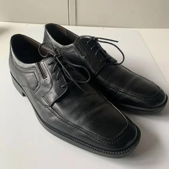 Johnston &amp; Murphy Shuler Oxford Black‎ Leather Dress Shoes Men's Sz 10.5 Lace-up