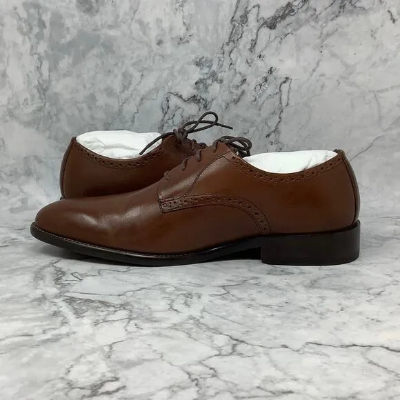 Johnston &amp; Murphy Size 9 M Tan Full Grain Stockton Plain Toe Dress Shoes K10-15