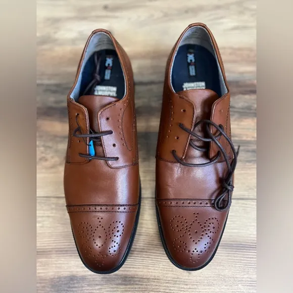 Johnston &amp; Murphy XC4 cap toe cognac waterproof dress shoes size 10:5 office