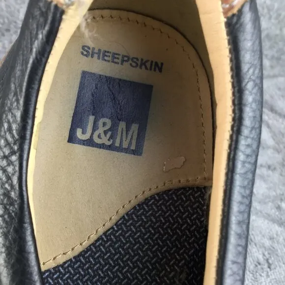 Johnston and Murphy McGuffy Woven Sheepskin Leather Slip-On Shoes Black 8.5 M